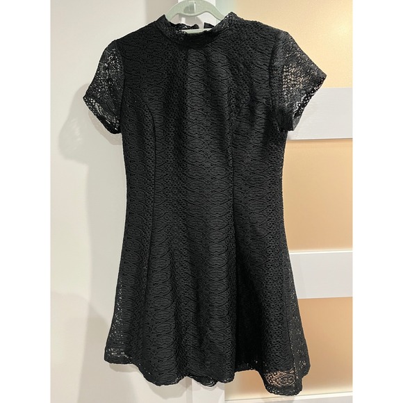 Zara Basic Collection Dresses & Skirts - Zara Basic Collection Black Lace Mock‎ Neck A-Line Dress Size M